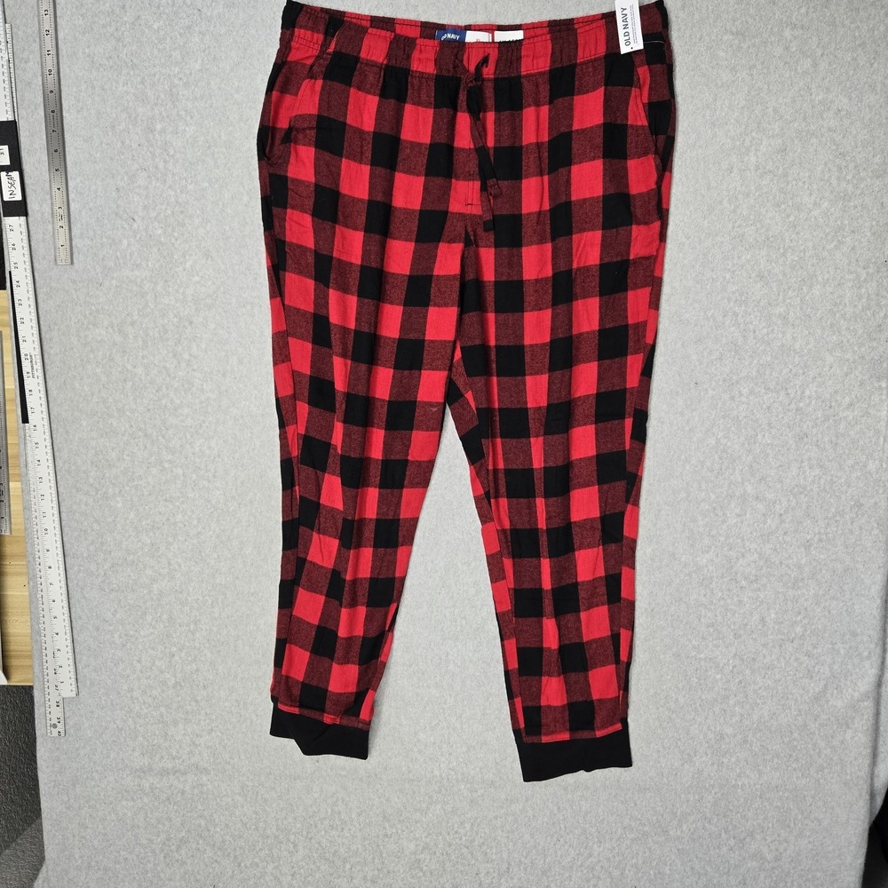 Old Navy Men Sleepwear XL Red Plaid Pajama Pants 28" Inseam NWT
